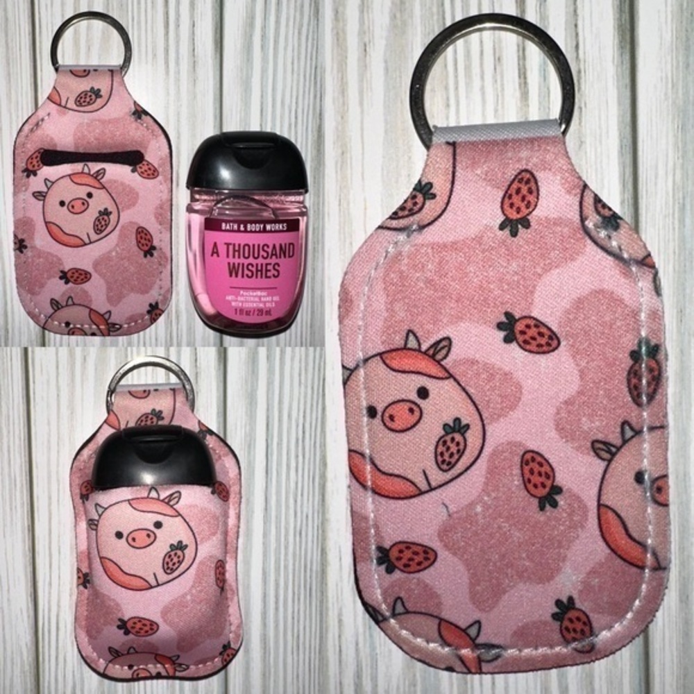 Last 1! Squishmallows pink cow hand sanitizer holder new